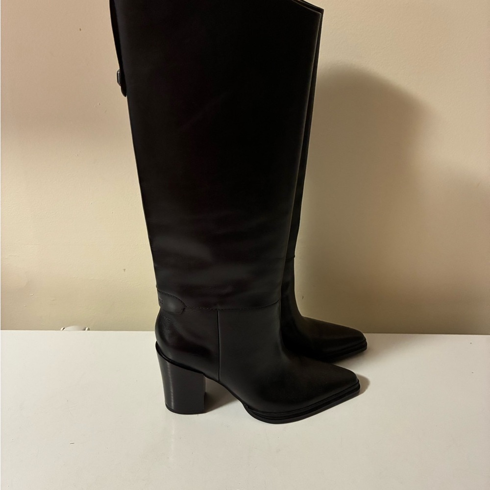 Franco Sarto Sleek Black Heeled Boots - Picture 3 of 4